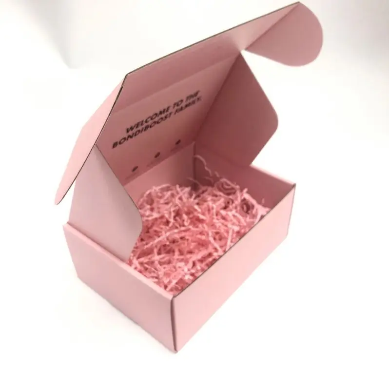 Custom Pink Private Logo Printed Corrugated Cardboard Folding Packaging Shipping Carton Paper Mailing Postal Box