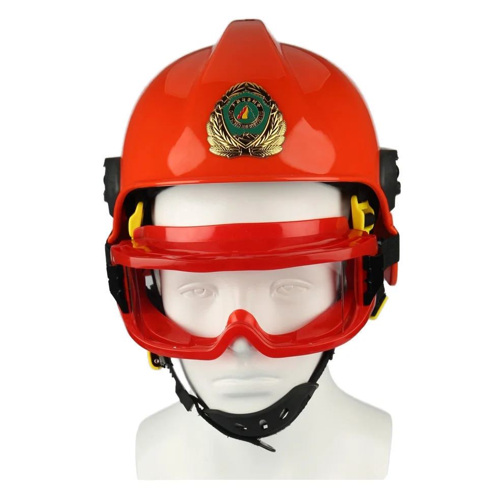 Wholesale American Style Sturdy Fire-resistant High Safety Standards Hard Hats Firefighter Helmet with safety goggle