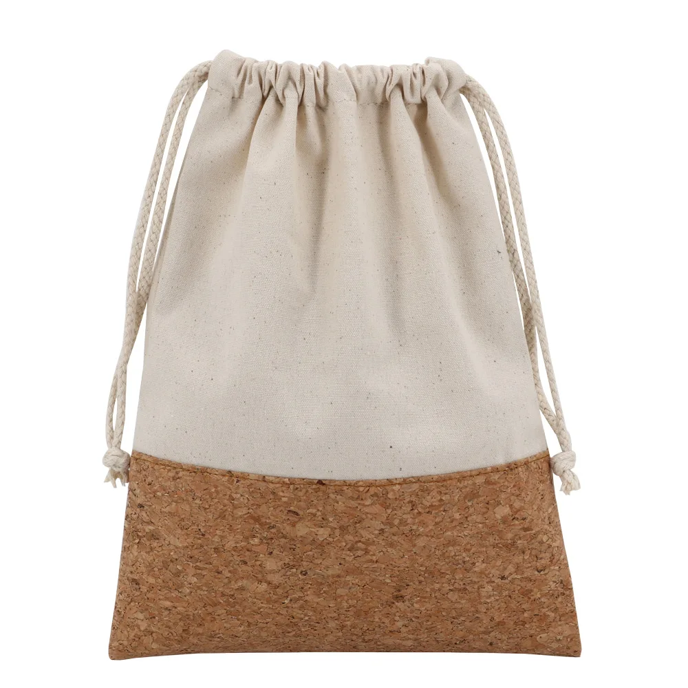 
Factory Direct Wholesale Profession Customized Cork Bag Natural Joint Cotton Canvas Cork Leather Drawstring Pouch  (62400086643)