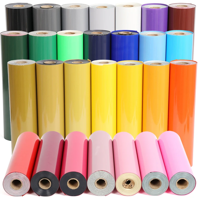 Permanent Adhesive Bright Color Pu Film Roll Heat Transfer Paper Vinyl  For Clothing