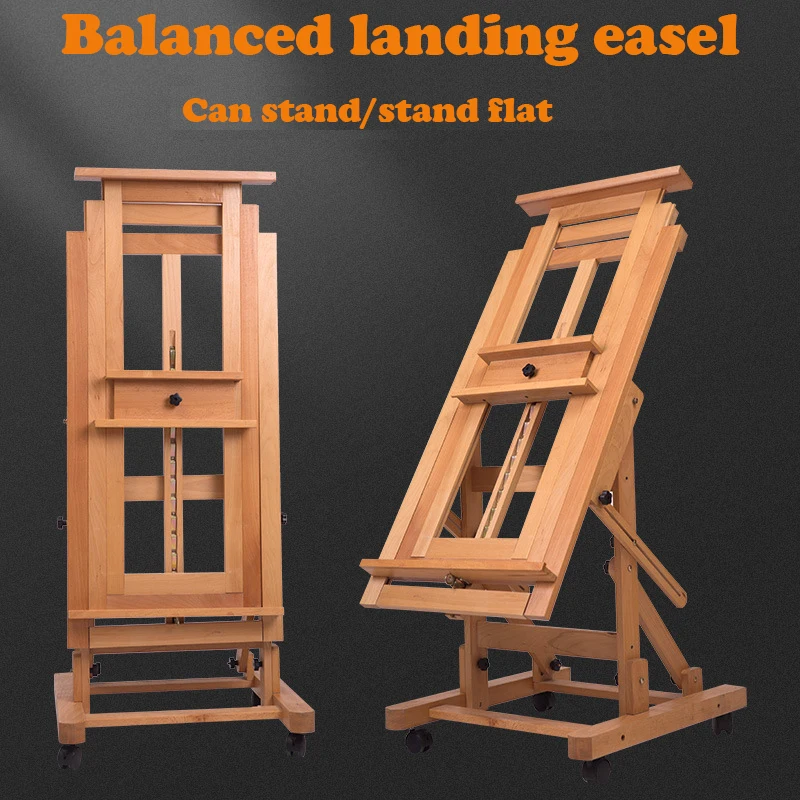 Multifunctional Artist H-frame Floor Easel Beech Wood Easel Stand For Drawing Sketch Display Racks
