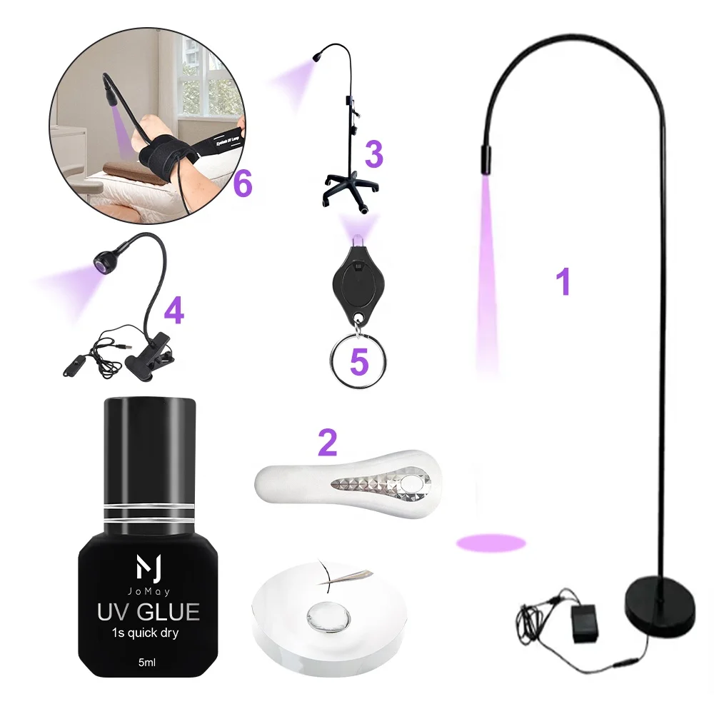 Wholesale Professional UV Eyelash Lamp Floor Standing uv Light Adjustable Gooseneck Dimmable LED Lash Light
