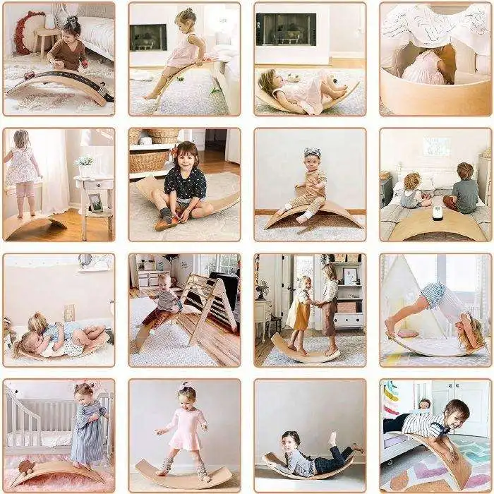 Multifunction Wobble Boards children Montessori Game Curved crescent Wood Toy Wooden Balance Board for kids