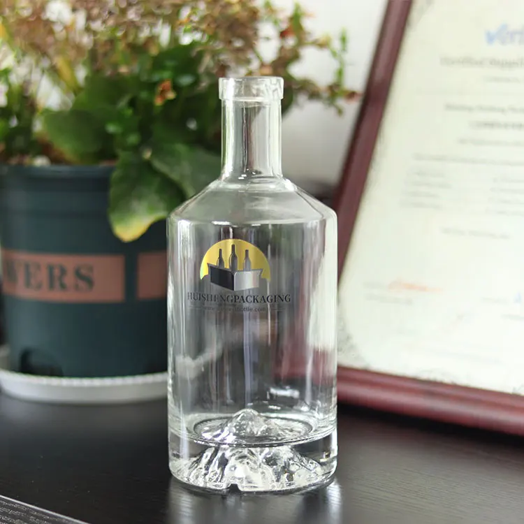 Round Clear 750 ml Empty vodka whiskey glass rum bottle for liquor