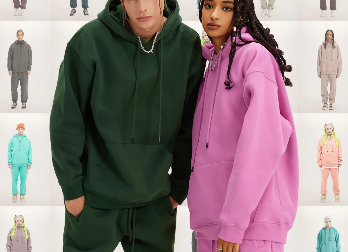 Custom logo100% Cotton Sweat Suits Two Piece Oversized french terry oversized puff print men tracksuit