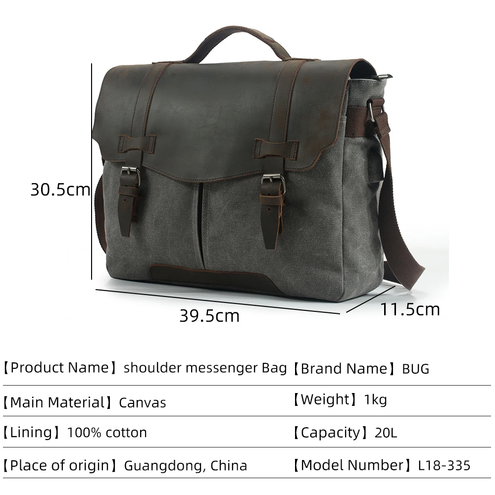custom design vintage leather men shoulder document laptop bag canvas messenger bags for men business