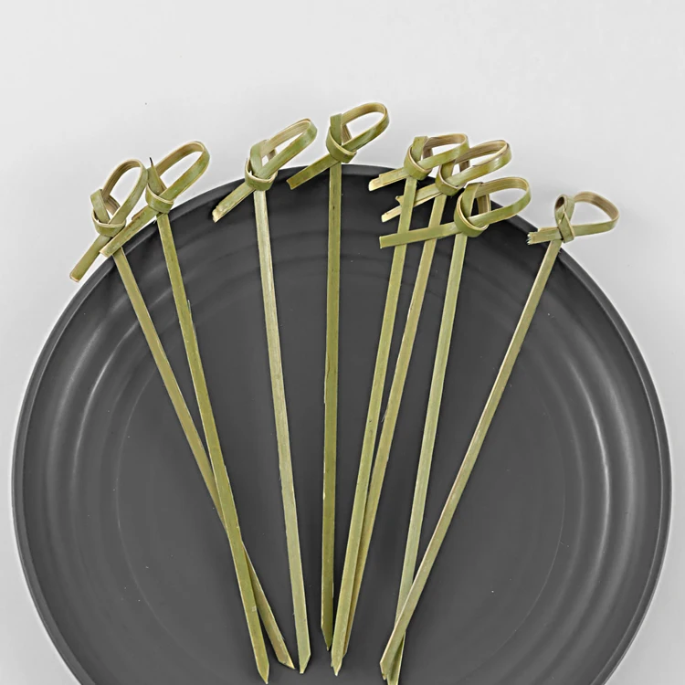 Simple Fashion Factory Wholesale Manufacturing Cocktail Picks Decorative Picks Bamboo Knot Skewer