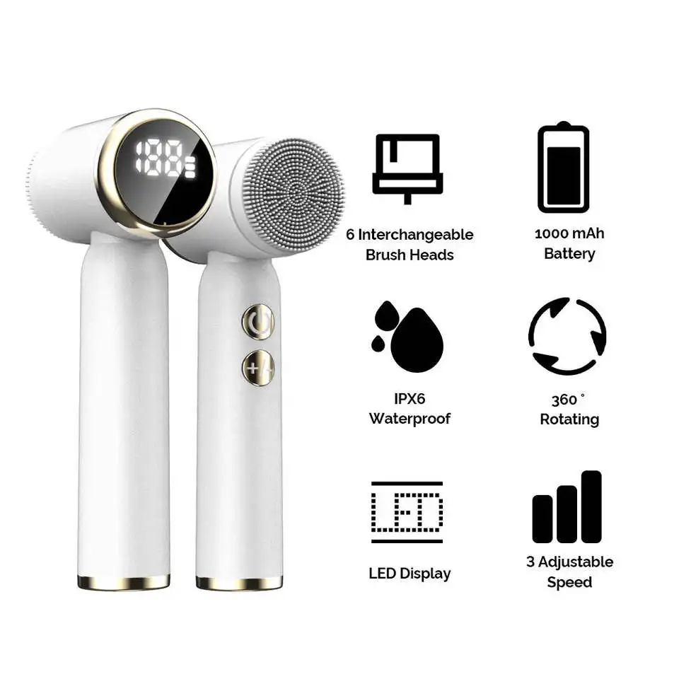 Factory Price Electric Facial Cleansing Brush Silicone Rotating Face Brush Deep Cleaning Skin Peeling Cleanser