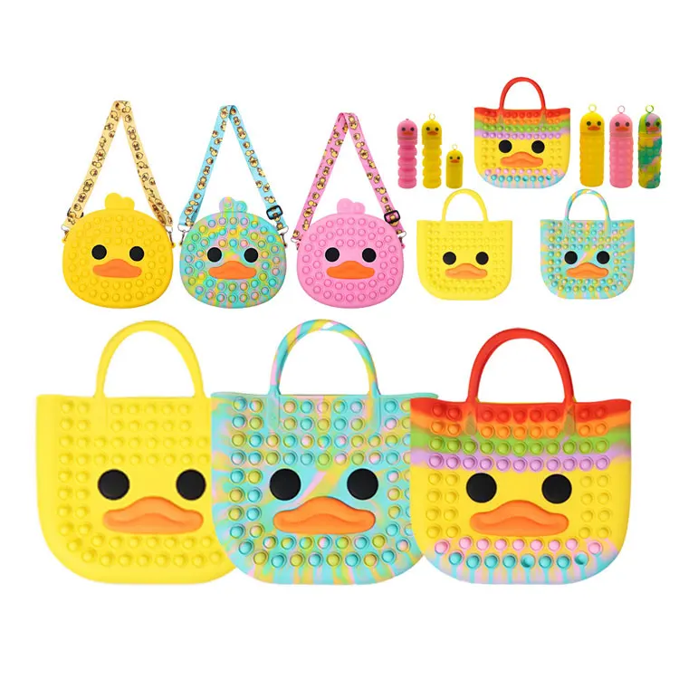 Children push pop bubble crossbody duck fidget bag stylish girls pop it sling bag