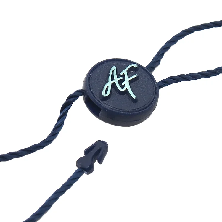 BL-ST0002 Fashion Embossed Logo Seal Tags Security Clear Plastic Strings Custom Hang Tag Seal Rope