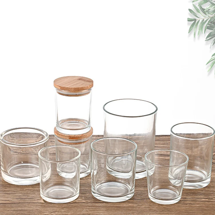Wholesale Transparent Empty Clear Scented 10cm Wide Mouth Glass Candle Jar for Candle Making