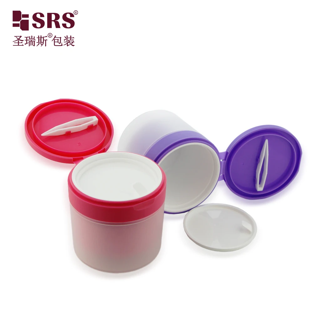 4 oz plastic jars with lid double wall PP PCR flip cap eye mask container with  pincet