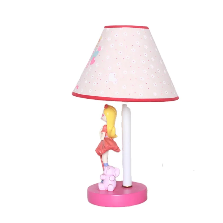 Cartoon style girl resin base study room desk lamp kids bedside table lamp for living room