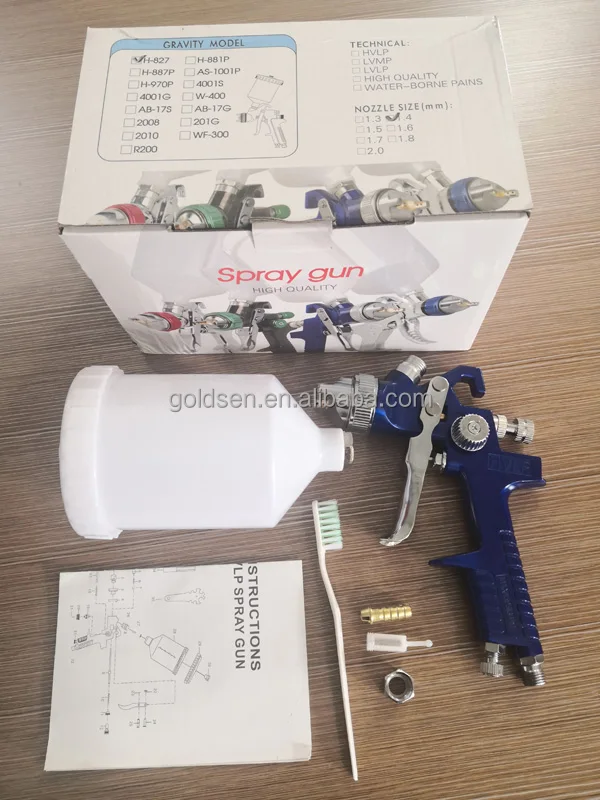 1.4mm 600cc Cup Cheap Hand Held Pneumatic Airless Sprayer Air Blue Colour Sprey Gun Paint Spray Gun Painting Car LVLP H827