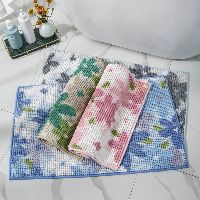 High Quality Dropshopping Custom Pvc Tufted Waffle Silicone Color Changing Bath Mat Rubber Non Slip Chenille Quick Dry Bath Mat