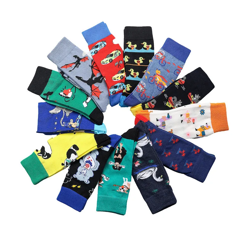 Fashion Cotton Colorful Socks Animals Dog Duck Car Funny Sock Festival Funny Crew Women Men Custom Anime Socks