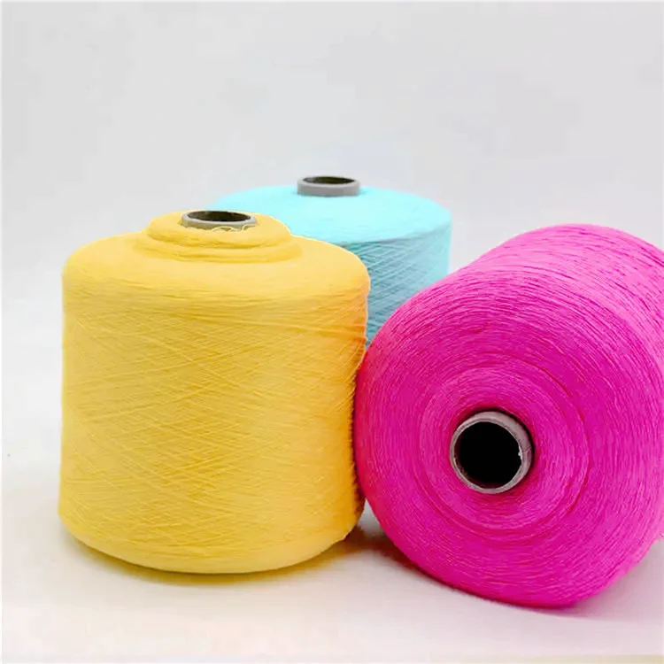 Оптовая продажа, свитера, пряжа разных цветов, окрашенная на заказ 32S/2, переработанная вихревая пряжа из 100% полиэстера для вязания, шитья