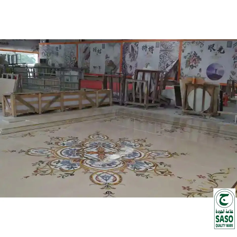 GUCI customize pattern waterjet marble medallion floor luxury elegant carpet plate idea