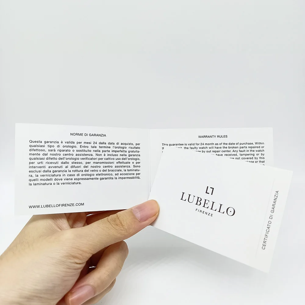 Hot Selling Product Quality Guarantee Customized International Warranty Cards