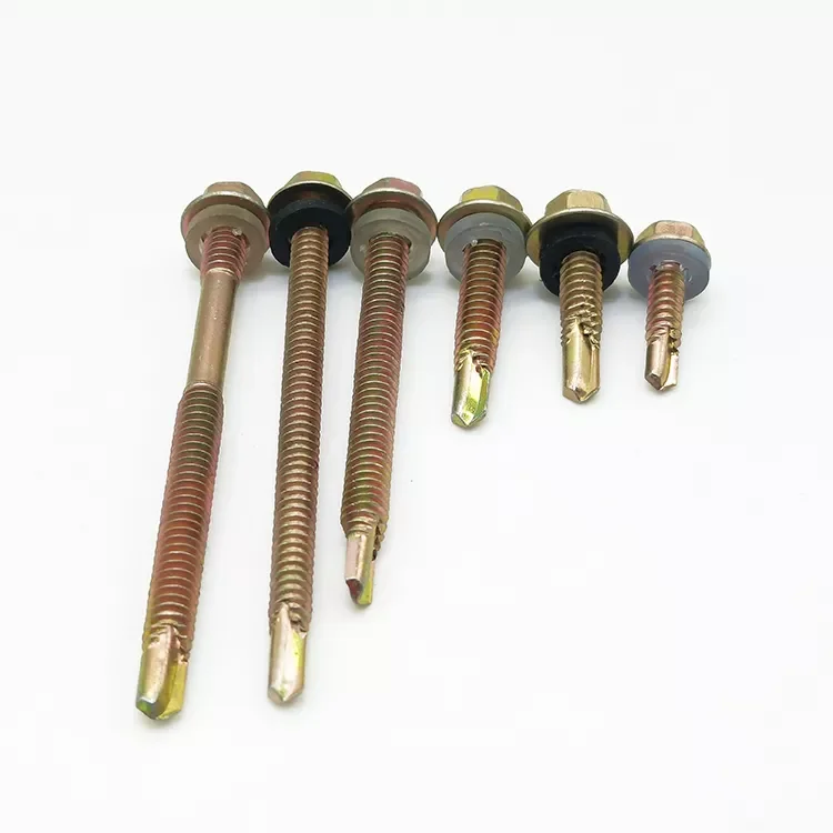 China factory zinc plated carbon steel self drilling screw with rubber washer