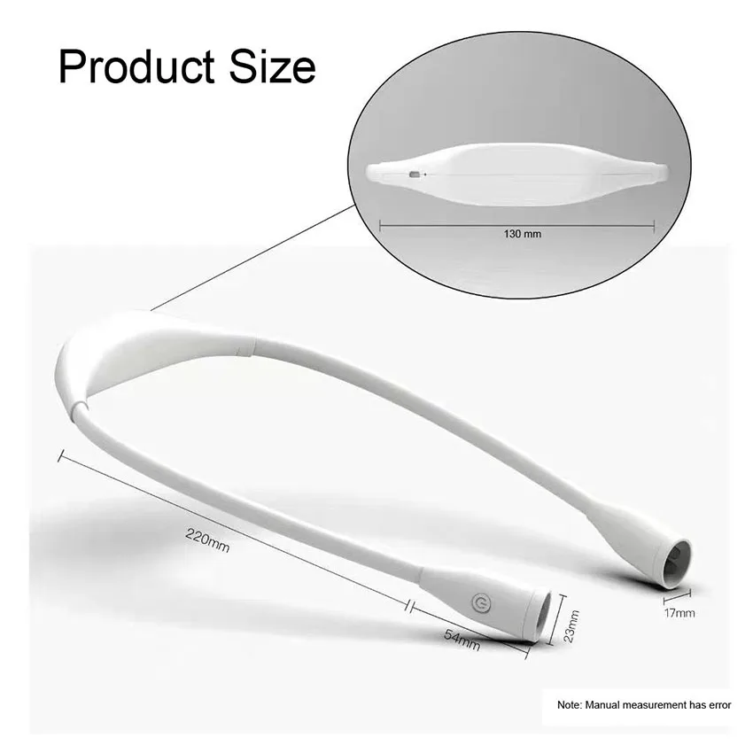 Rechargeable 4 Super Bright LED Book Light 3 Level Control Reading Neck Hug Light White Silk Head Switch Logo Battery Lighting