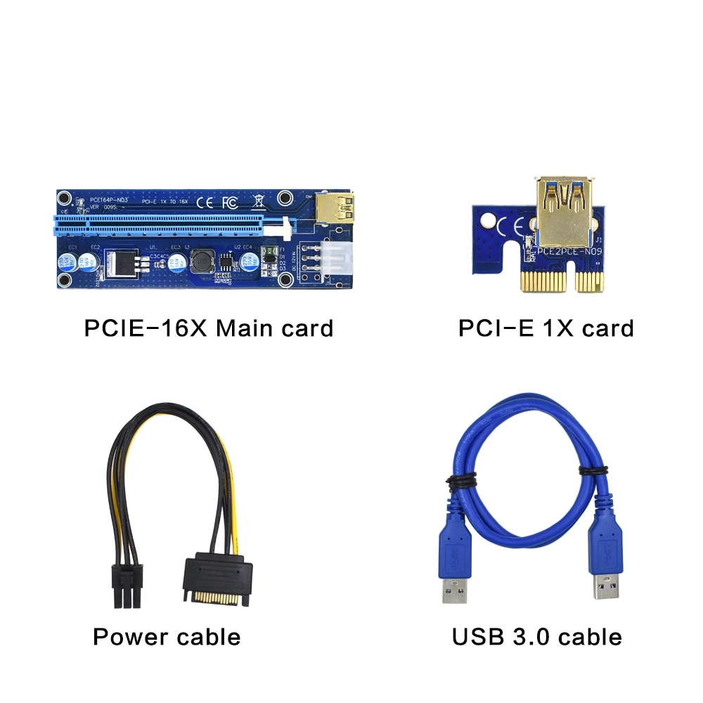  VER 009S переходная карта PCI-E 1X для 16X графика удлинитель GPU горно-приведенный в действие Riser адаптера майнинга биткоинов