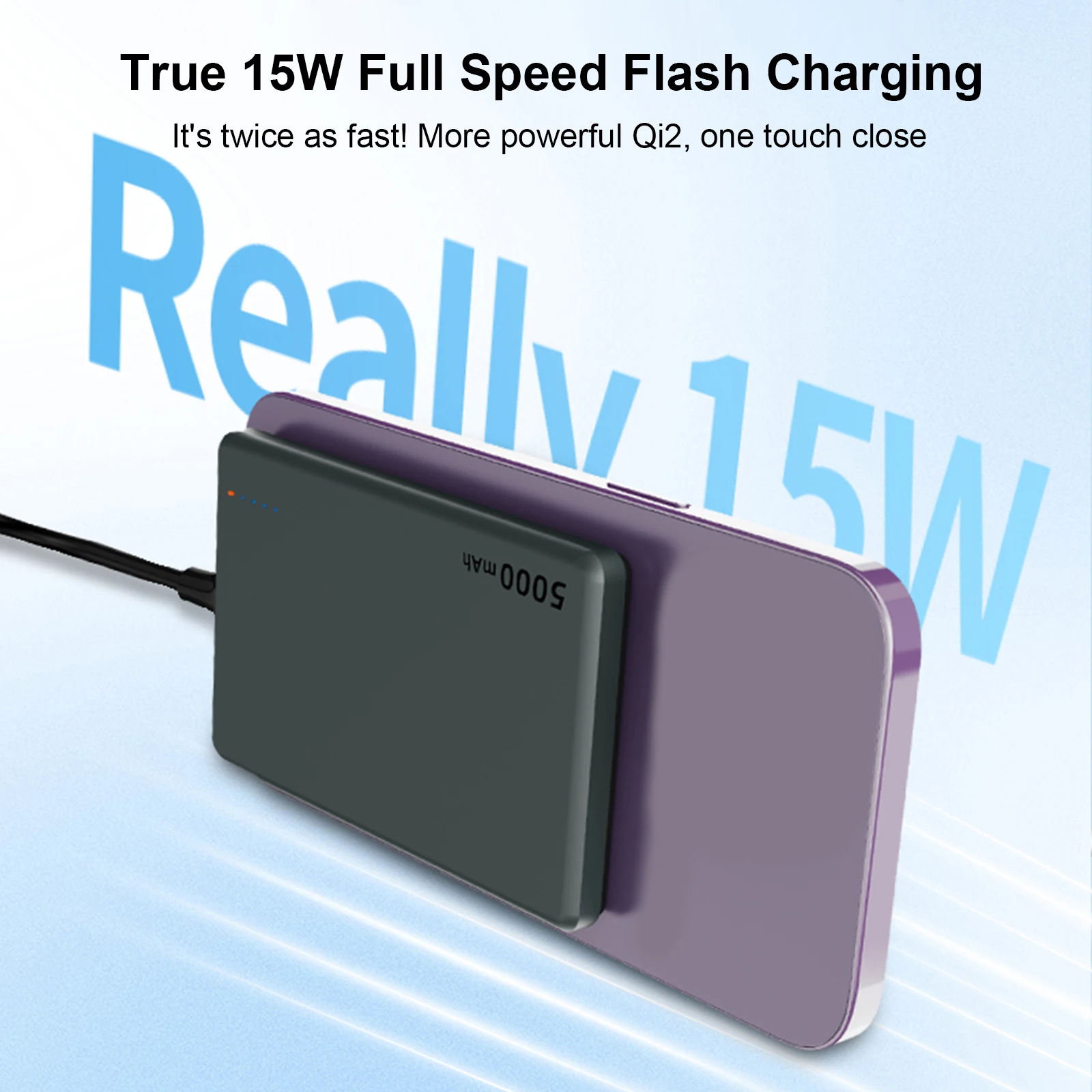 Christmas Gift Magnetic Portable Charger 5000mAh 15W Wireless Slim Power Bank Battery Pack with LED Display Travel Adapt