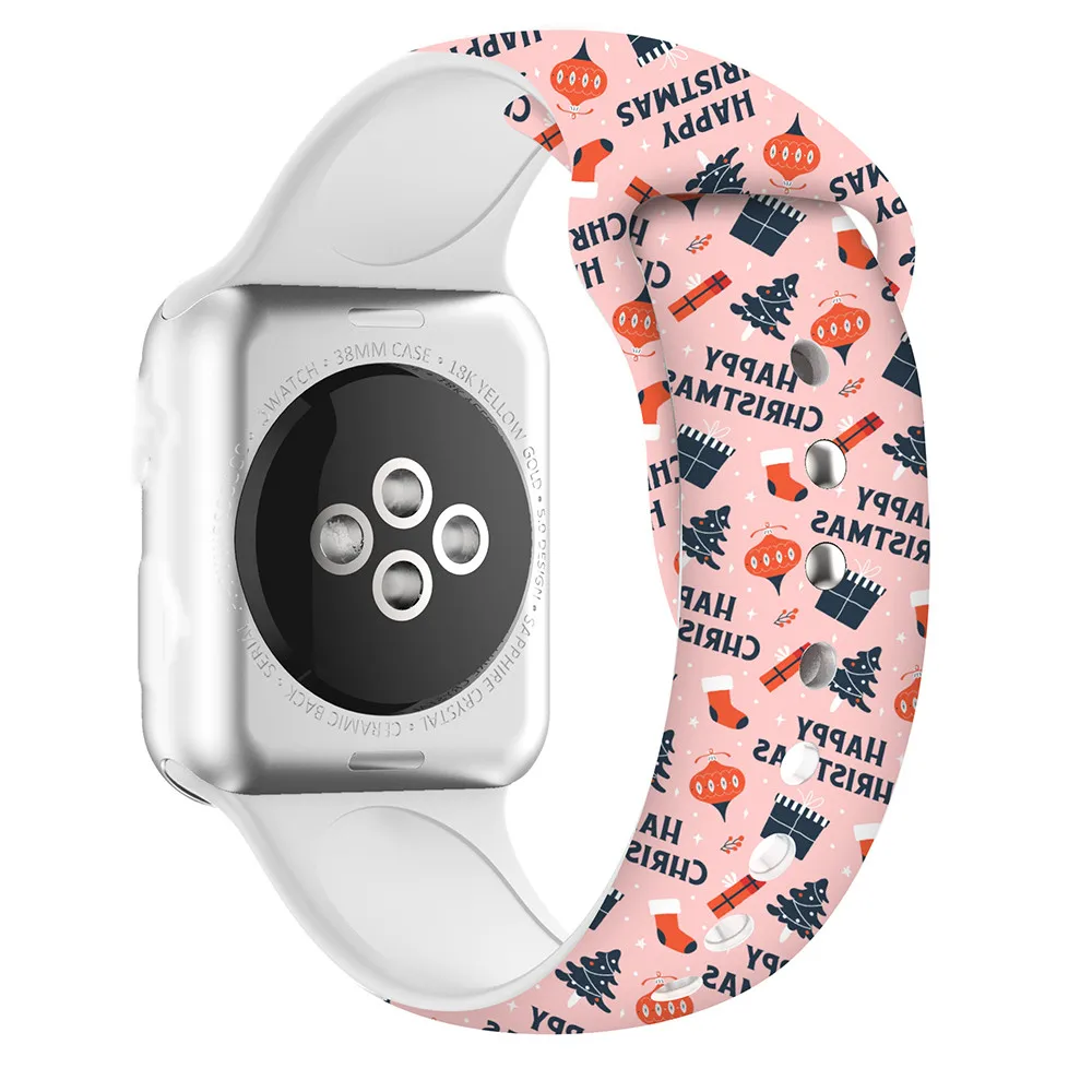 2021 Amazon самый популярный водонепроницаемый Рождественский силиконовый ремешок для часов на Хэллоуин 6 ремешков мягкий силиконовый ремешок для часов Apple серийный 7