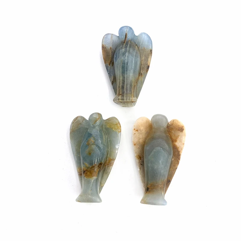 wholesale natural high quality crystal Angel crafts Blue crystal Blue agate Angel statue for Halloween decorations