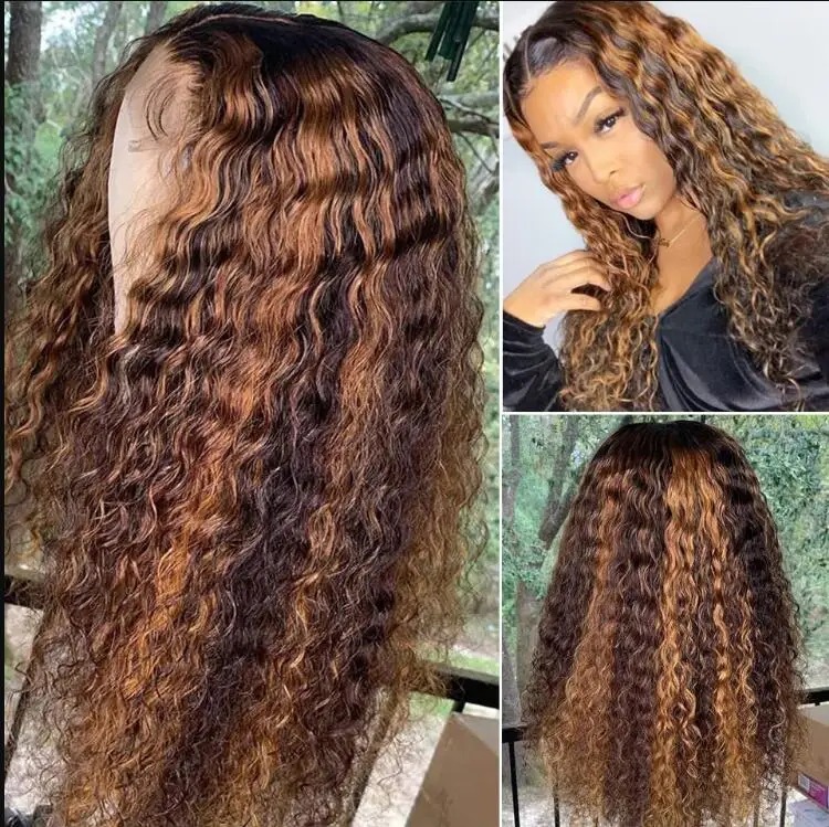 180 Density HD Transparent 13*6 loose deep Swiss Lace Frontal Wig Vendors Virgin Glueless Ombre Piano Color human hair Wigs