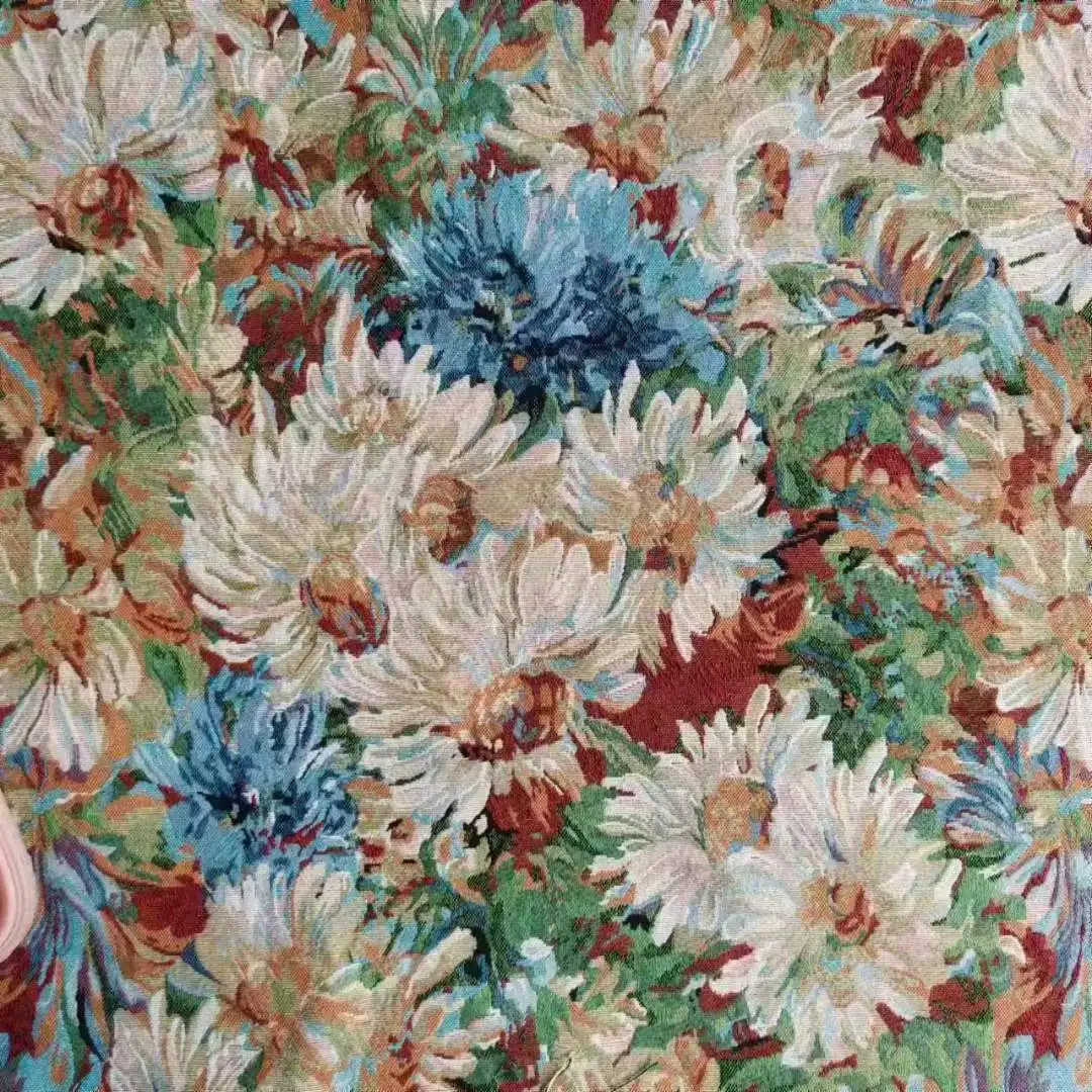 High-grade sunflower 3D jacquard polyester cotton fabric Home fabric table cloth for clothing fabric