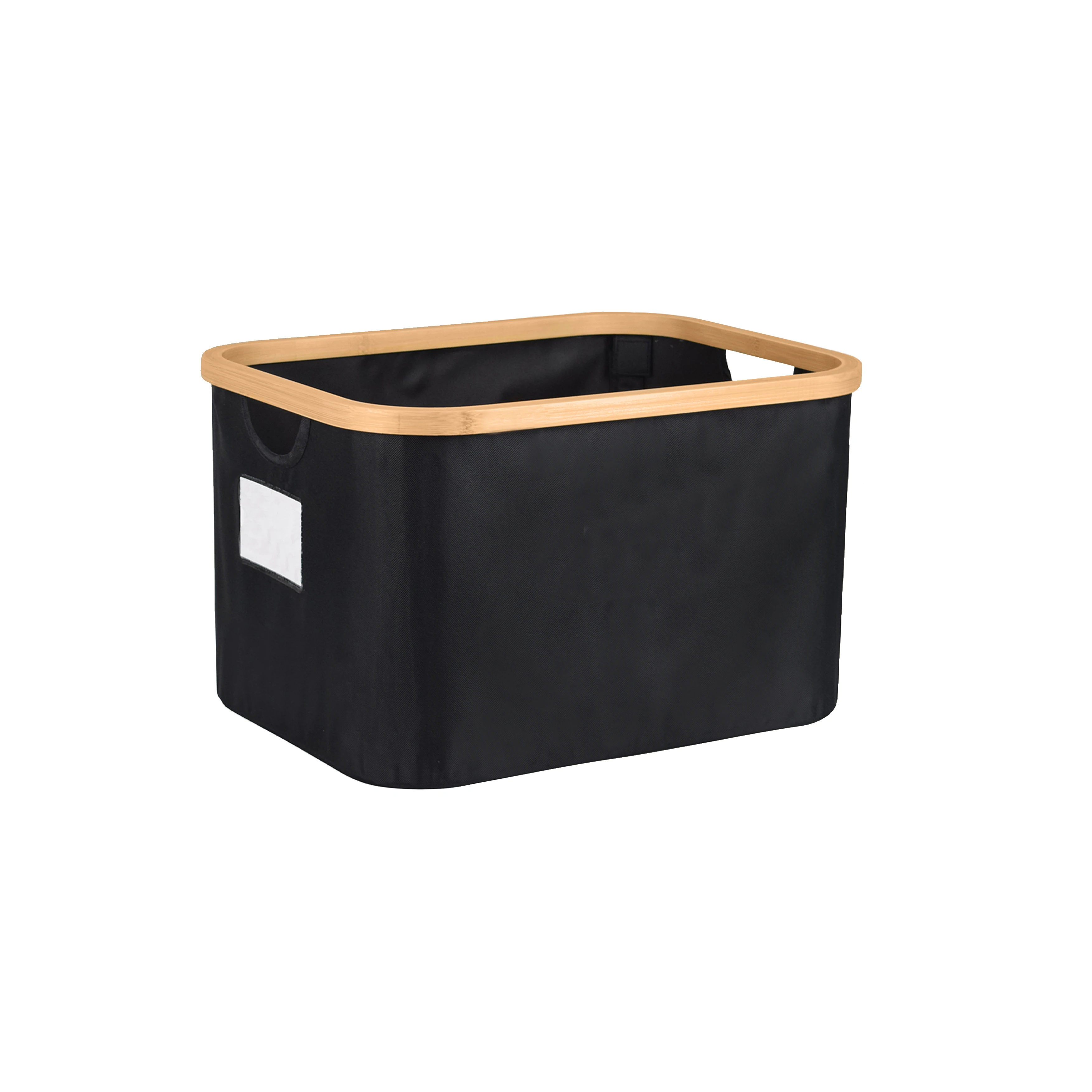 Portable Foldable Compact Storage wooden bamboo rim laundry hamper with sort insert cards