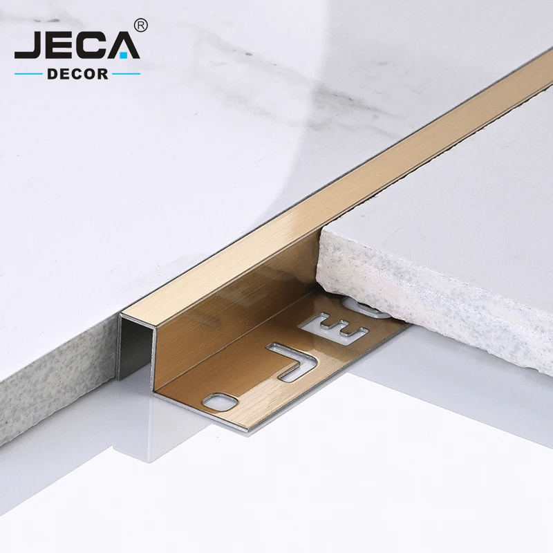 Foshan JECA Polished Metal Strips Ceramic Square Channel 304 Stainless Steel Profile Corner Tile Trim for Wall Decoration