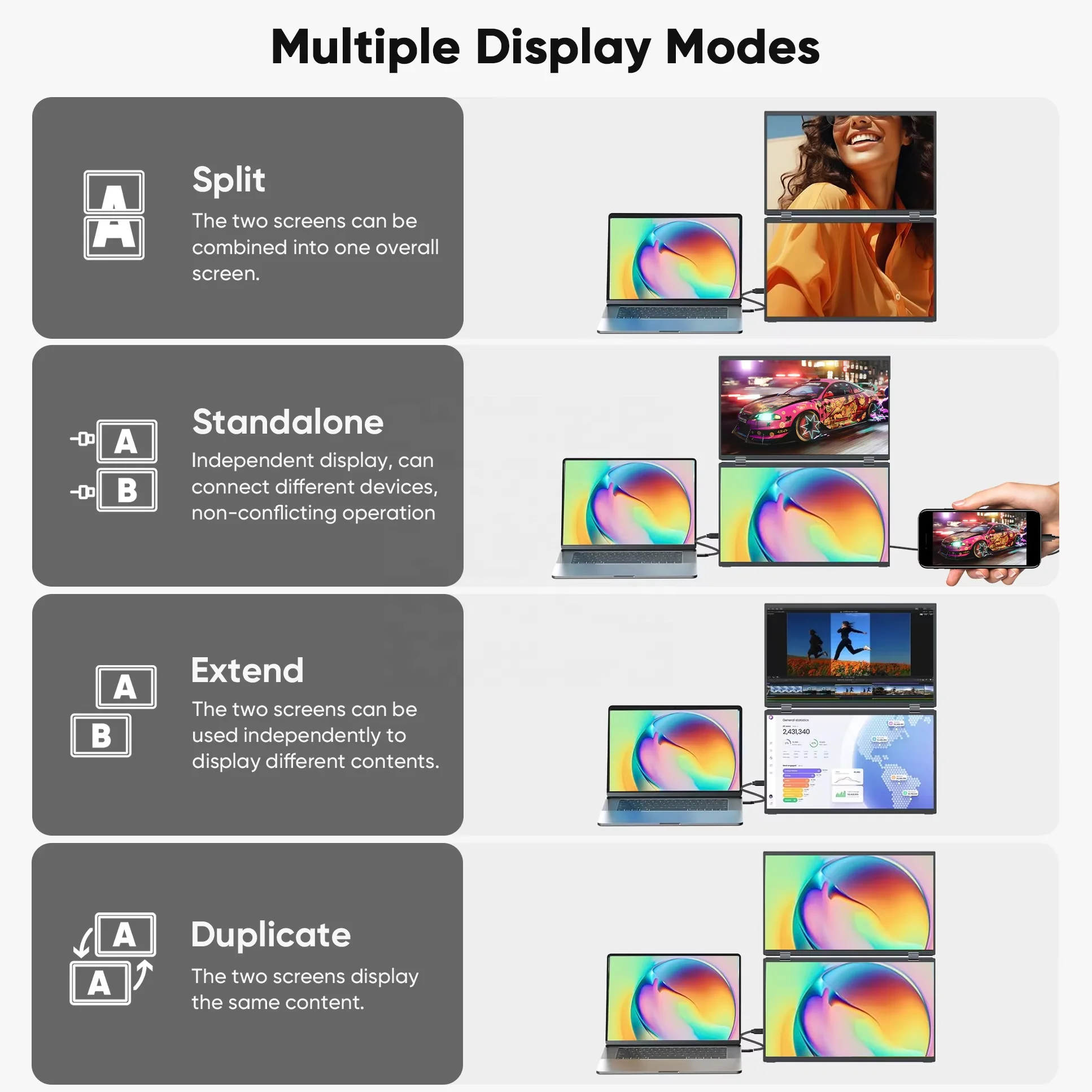 No Driver Installation Needed Hot triple portable monitor dual gaming laptop usb monitor Foldable extender for Wins Mac laptop