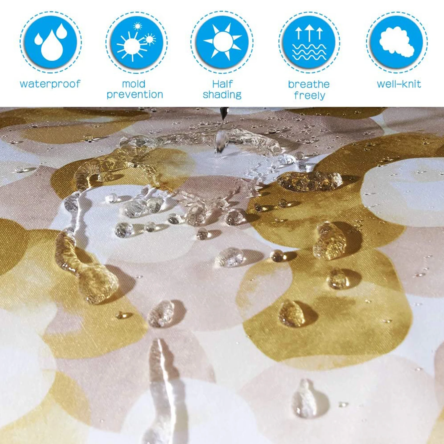 Luxury Custom Printed Lotus Waterproof  Polyester Shower Curtain Thickened Toilet Partition Curtain Bathroom Curtain With Hooks