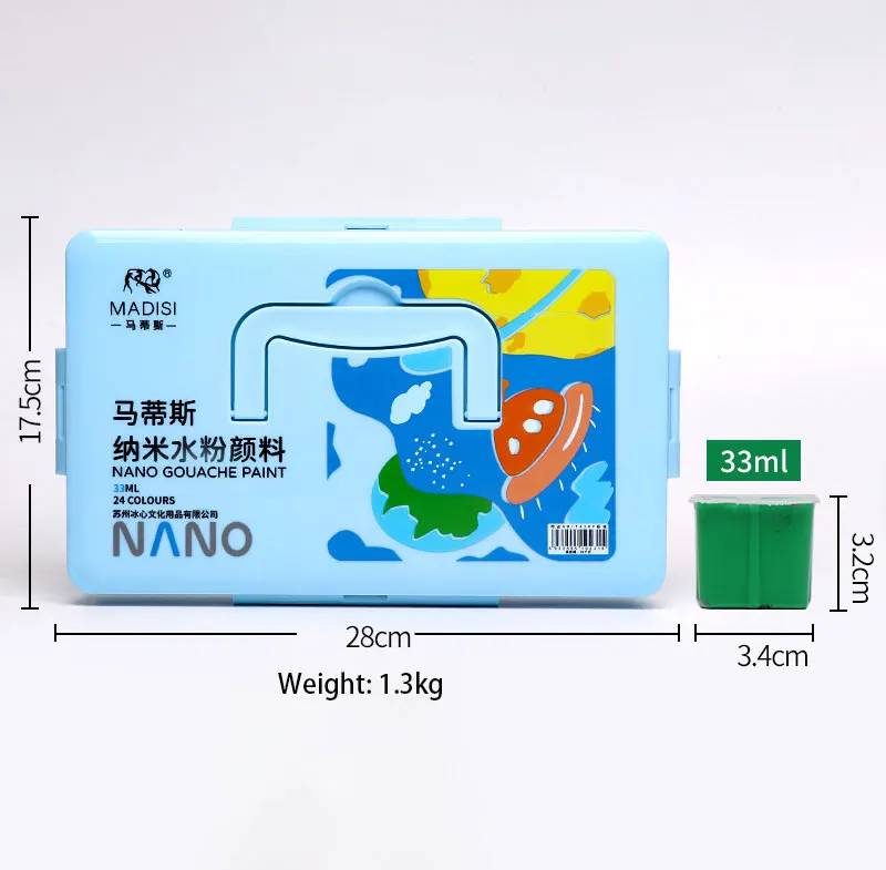 Wholesale Oem/Odm New Formula Non-Toxic 24 Colors 33ml High Quality Children Nano Jelly Gouache Set