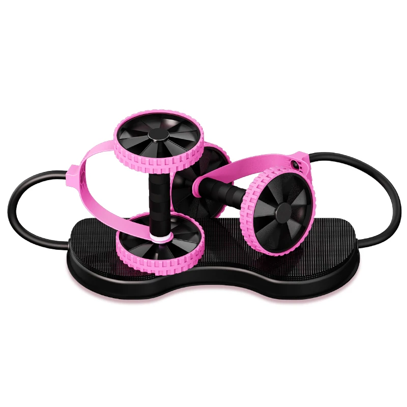 New Design Workout Exercise Equipment Body Fitness Sport Double Ab Wheel Roller Resistance Band