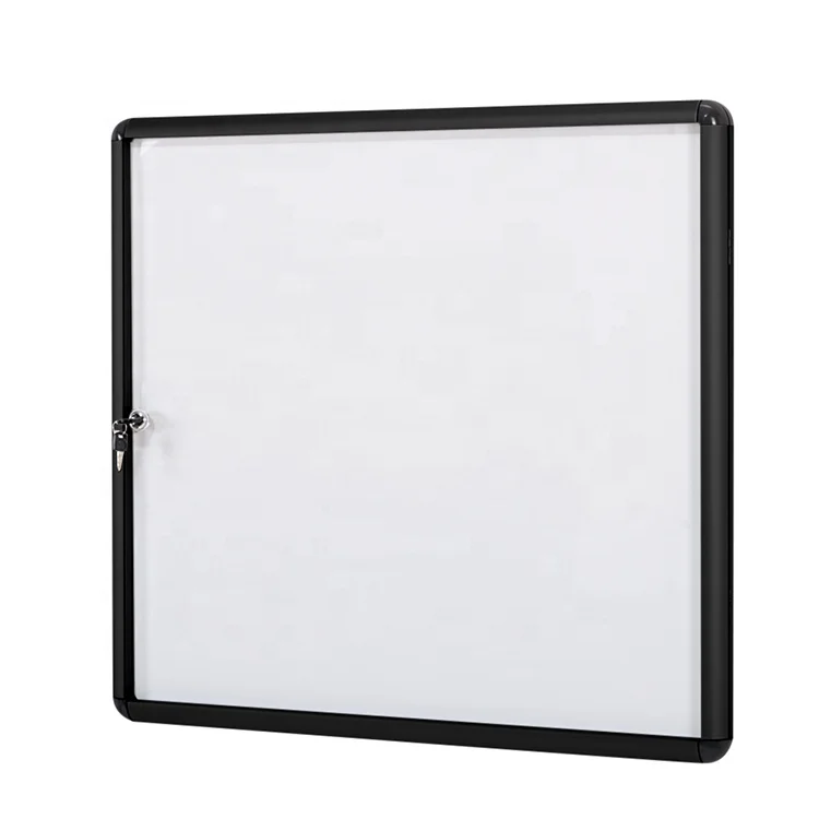 
Indoor aluminium frame magnetic white board display showcase wall mounted lockable notice board bulletin board with door 