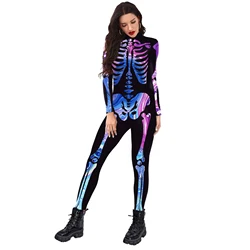 NADANBAO Human Skeleton Printed Halloween Costume Ladies Jumpsuit Men Jumpsuit Custom Gothic Punk Costume for Halloween
