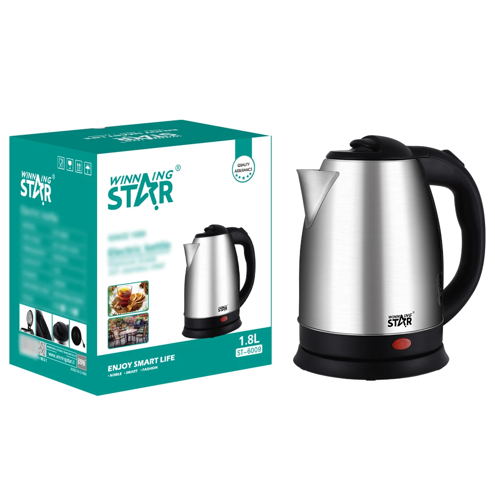 WINNING STAR ST-6009 1.8L 1500W High Quality Wholesale Small Hotel HomeStainless Steel Water Electric Kettle