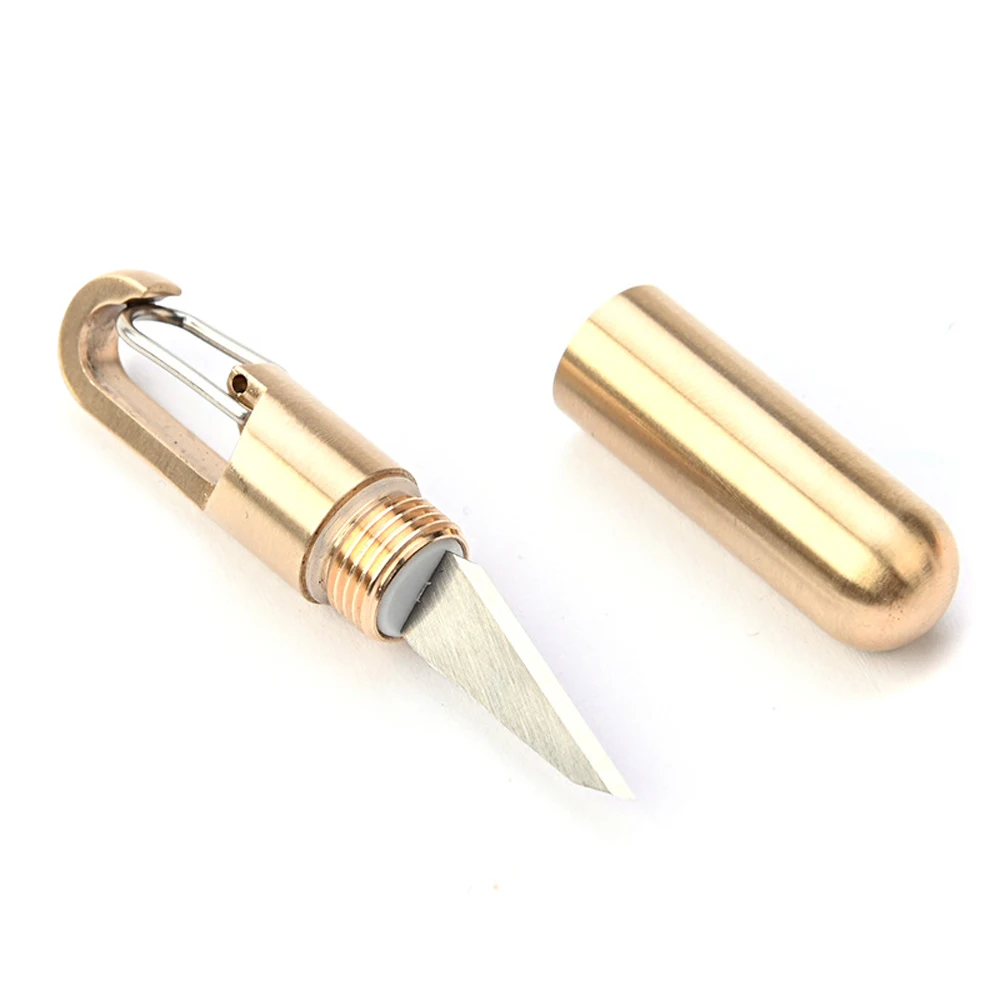 EDC Portable Knife Anti-lost Keychain Keyring Cutting Tool Brass Multi-function Key Ring Camping Tool