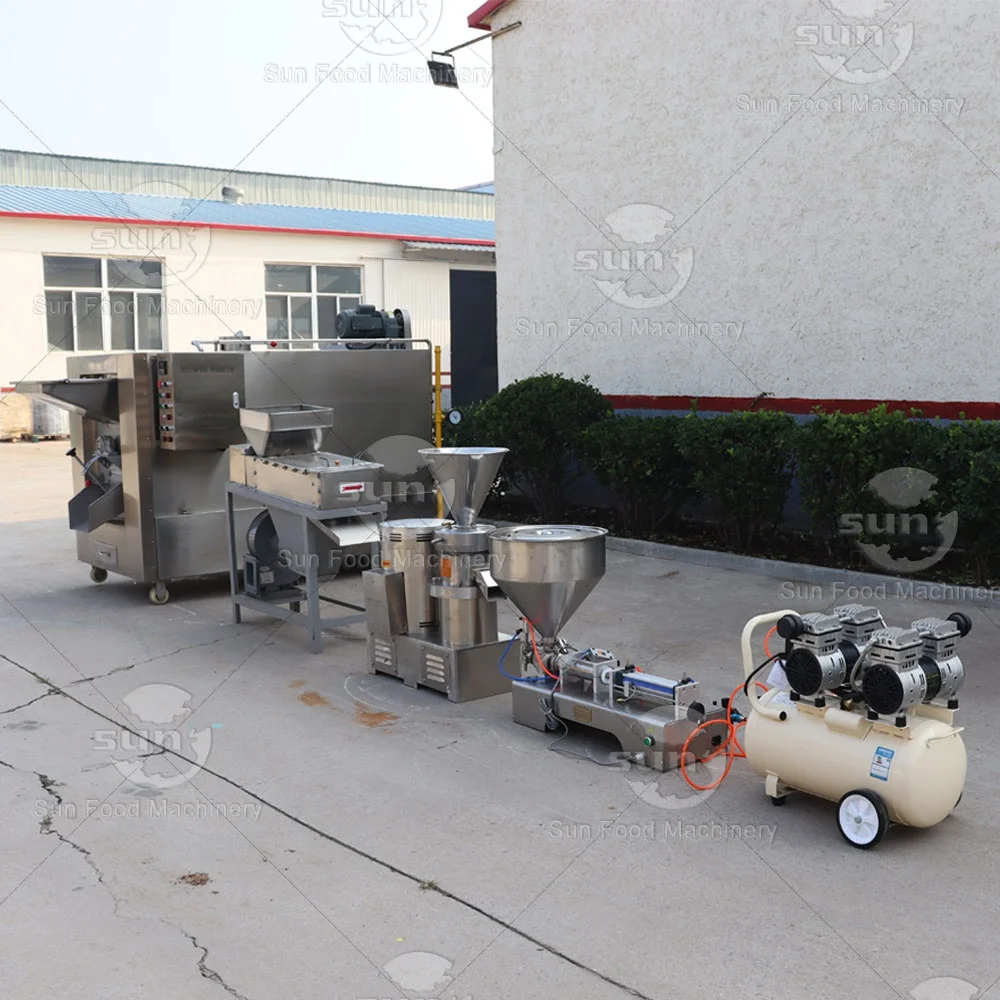 Automatic industrial small scale stainless steel peanut nut sesame melon seed grinding machine process line machine