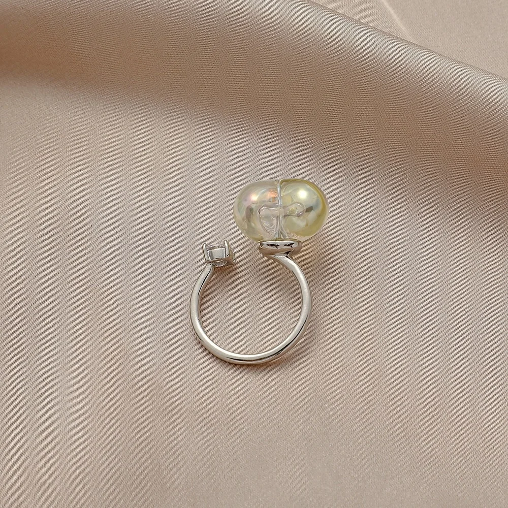 Cute Creative Fashion Jewelry Love Heart Diamond Copper Women Adjustable Resin Ring