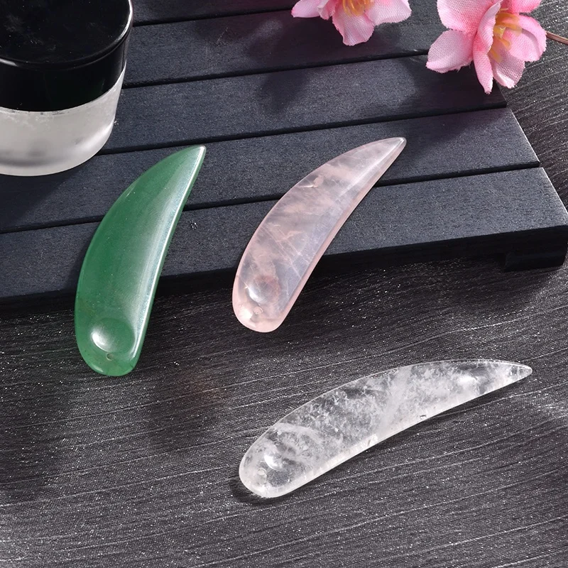 Hot Selling Gua Sha Spoon Personal Care White Green Pink Makeup Spatula Custom Natural Rose Quartz Jade Facial Cosmetic Spatula