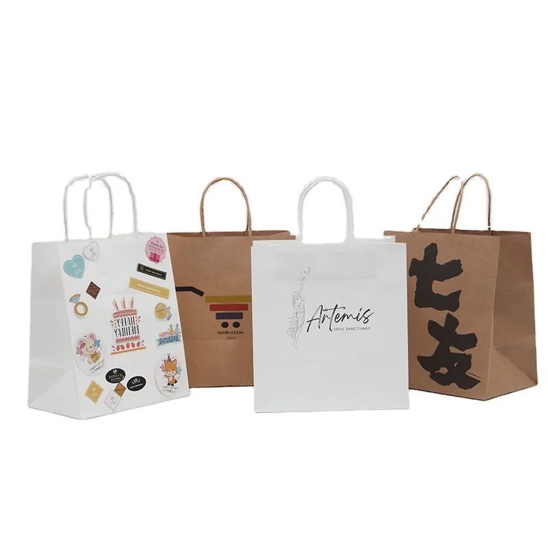 
wholesale high quality kraft paper bags with handles for Shopping Paper Bag Custom Printing Eco Friendly Recycle 