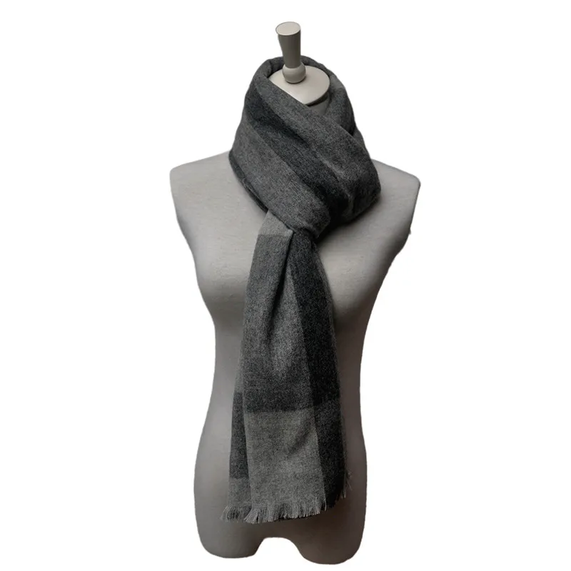 Зимняя клетчатая шаль синяя Феникс Классическая из 100% шерсти роскошная женская производство