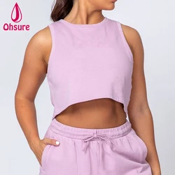 Gym apparel women sports crop top cotton cutoffs running singlets cropped singlet fitness tank top