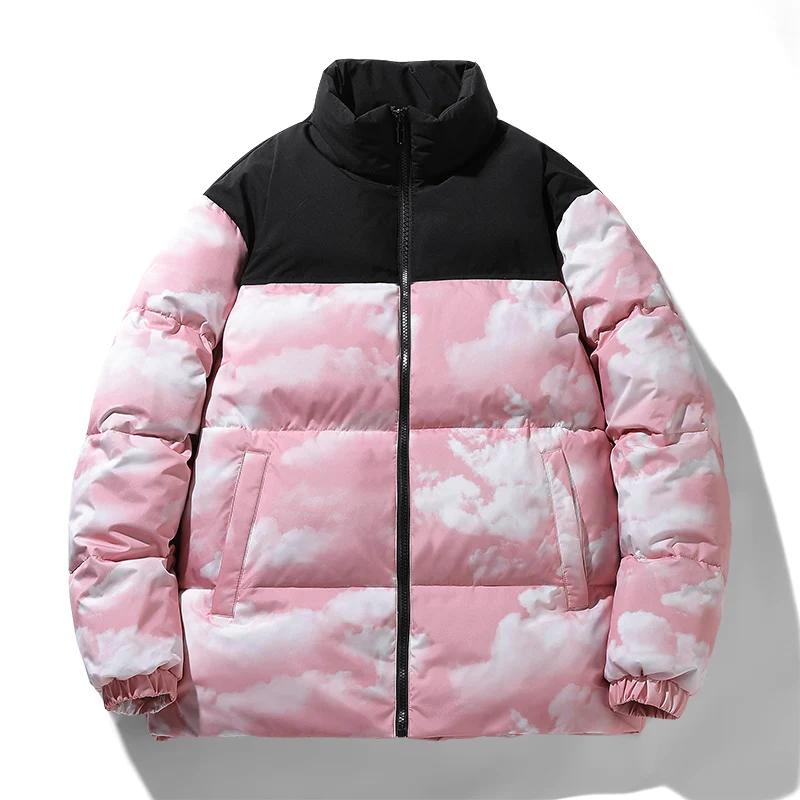 HOSIN 2022 high quality pasiley print bomber white baby blue puffer down jacket sublimation