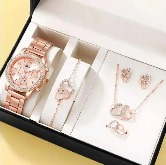 Fashion ladies african jewelry set girls necklace bracelet luxury quartz watches jewelry sets for women gift CD142