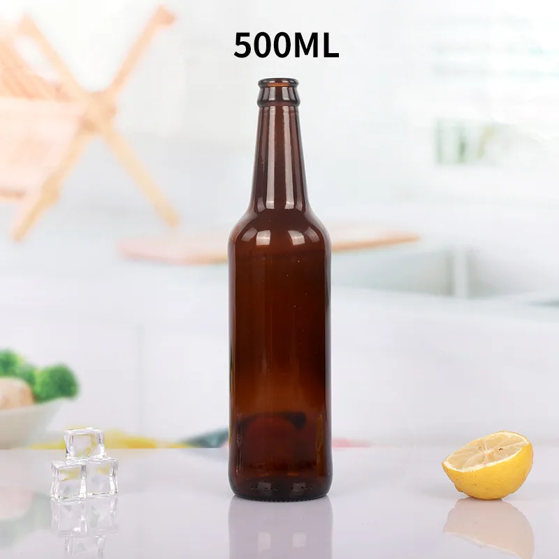 Hot Selling 250ml 330ml 500ml Amber Glass Beer Bottle with Metal Cap